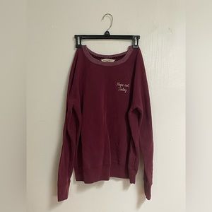 maroon slogan crew neck sweatshirt